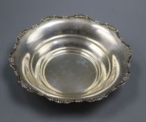An Italian 800 white metal bowl, with scroll decorated border, 20.7cm, 4 oz.