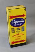 A vintage 'Cigarettes Fresh Daily' enamel cigarette vending machine, pre 1940, 'Cigarettes 10 FOR
