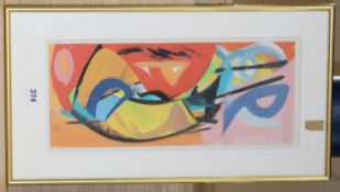 Martin Lanyon, gouache, Untitled, signed and dated '95 verso, 43 x 18cm