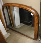 A Victorian walnut overmantel mirror W.115cm