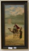 J. Coulson, oil on board, Arabs near the Sphinx, signed and dated 1923, 50 x 23cm