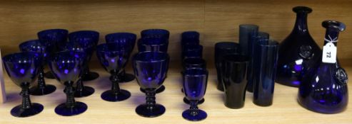 A quantity of Bristol blue glassware tallest 23cm