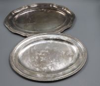 An Edwardian oval silver meat dish with gadrooned border, Catchpole & Williams, London, 1903, 36.4cm