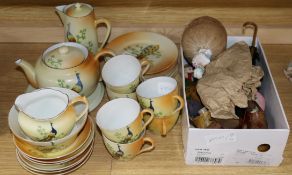 A doll's umbrella and mixed collectables and tea set
