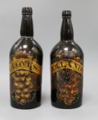 Two similar 19th century gilt decorated bottles - Cloves and Hollands