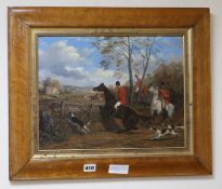 After Henry Alken, oil on canvas, Huntsman and hounds at full cry, 29 x 38cm