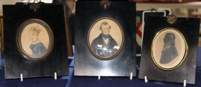 A Victorian portrait silhouettes and two miniatures