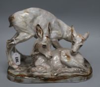 A Karlsruhe pottery group of deer