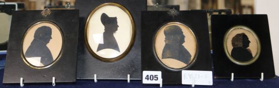 Four assorted 19th century portrait silhouettes