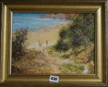 Dale Marsh, oil on canvas, Beach scene, 22 x 29.5cm