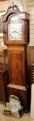 J. Morris mahogany longcase clock, and various spare clock parts and dial H.230cm