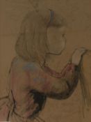 Attributed to Norman Blamey, pastel, Study of a girl, monogrammed, 33 x 24cm