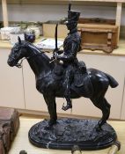 A bronze of a French cavalryman on horseback height 56cm