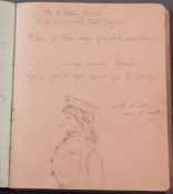 A WWI Army training diary and an invalided soldiers autograph/visitors book, both c.1915, the