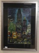 Oil, City Street scene, indistinctly signed 'A.Tills', dated 1969, 72 x 46cm