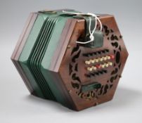 A JJ Vickers concertina, 20 buttons each side, with box case height 18cm