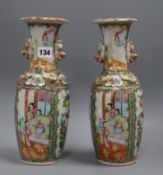 A pair of Canton vases height 30cm