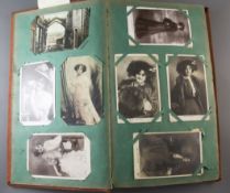 An Edwardian album of actor and actresses postcards, many of Miss Gertie Millar