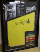 A framed limited edition FA cup final autographed Charlie George shirt, 1971