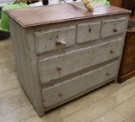 A 19th century painted commode chest, French provincial W.121cm