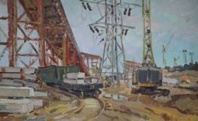 Nicoli Neklujenko, Russian School, oil, Industrial scene, signed and dated 1976 48 x 78cm