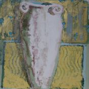Lydia Bauman, mixed media on board, 'White vase', Art Supermarket label verso, 29 x 29cm