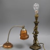 A copper student's lamp and another