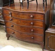 An early 19th century mahogany serpentine chest W.108cm