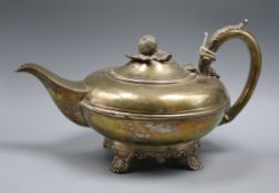 A William IV melon-shaped silver teapot, London 1833, makers Richard William Atkins & William