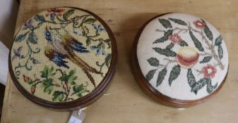 A pair of tapestry top footstools W.28cm