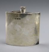 A George V silver hip flask by Goldsmiths & Silversmiths Co Ltd, London, 1915, 12.7cm.