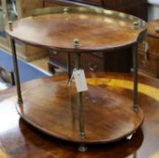 An oval two tier campaign style table W.62cm