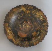 A Chinese papier mache pedestal dish diameter 35cm