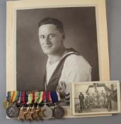 A WWI and WWII group of eight medals to J. 60548 Frank R Hewett, Royal Navy, WWI Boy 1st class,