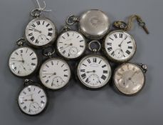 Nine assorted silver pocket watches, including B. Morganti, Brighton, Dawson, Liverpool and Forrest,