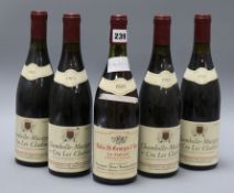 A bottle of Nuits St George 1985 and four bottles of Chambolle-Musigny Cru Les Chabiots 1985