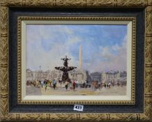 Sydney Foley (1916-2001), 'Place Concorde, Paris', oil on board, painted and gilded moulded frame,