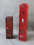 Two enamel cigarette vending machines, early 20th century, for Players Weights and Wild Woodbine