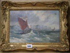 English School (19th century), oil on canvas, 'Shrimp boats at Dover', monogrammed, inscribed in