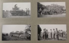 Two albums of photographs, 1920s-30s, including army scenes, vintage cars, aeroplanes and shops