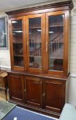 A Victorian mahogany glazed library bookcase W.163cm