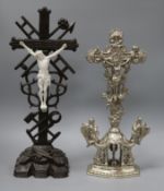 Two crucifix one with bisque Corpus tallest 47cm