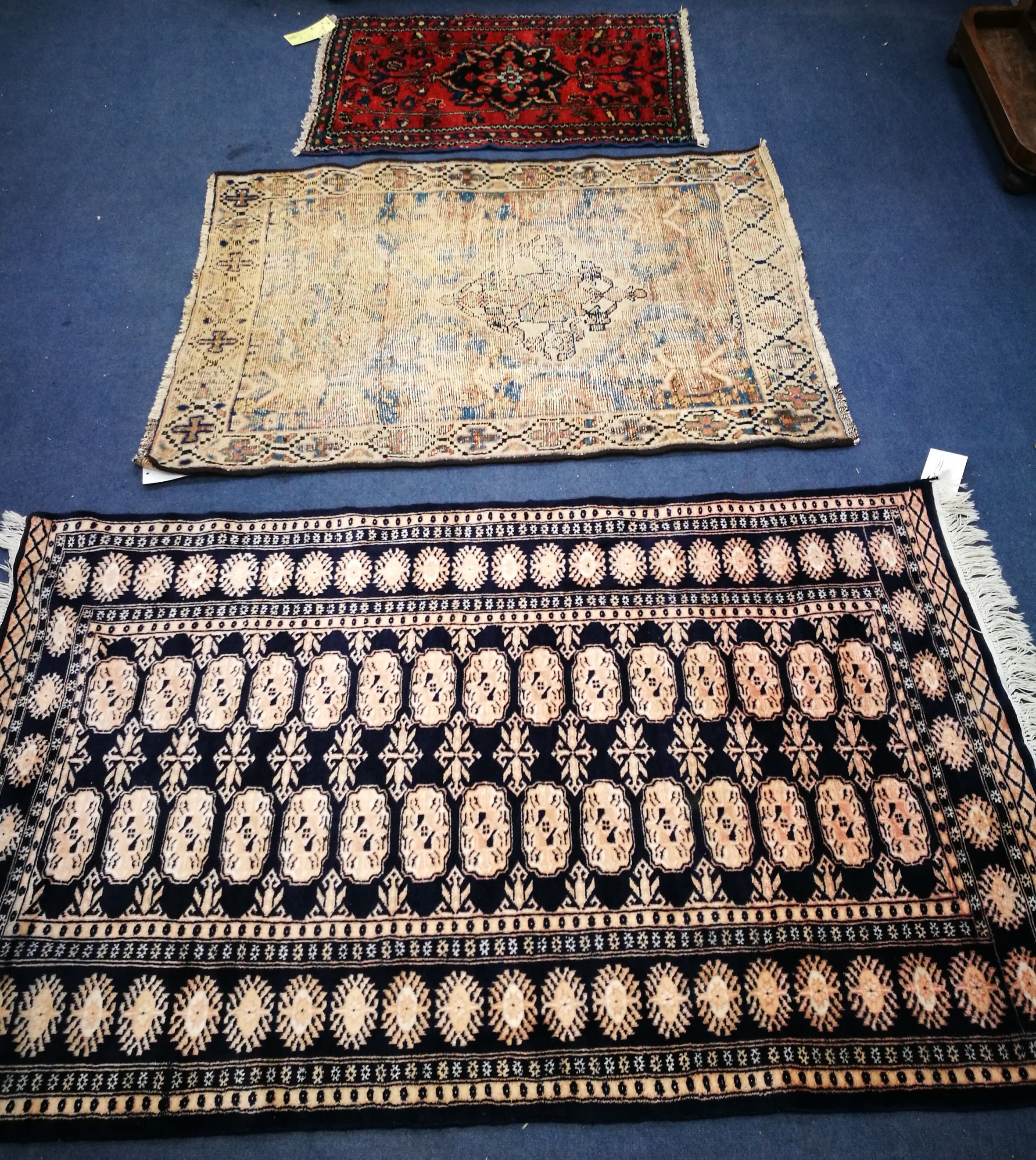 Two North West Persian rugs and a Bokhara rug 84 x 60cm, 120 x 86cm and 149 x 92cm - Image 2 of 2