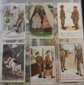 WWI postcards and World War II official press photos, including WWI embroidered silks, Zeppelin,