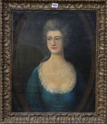 English school, oil on canvas, portrait of a lady, over painted 56 x 46cm