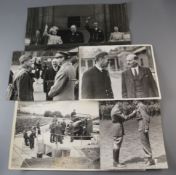 A group of WWII British official press photos, including Newhaven fort, George VI with soldiers,