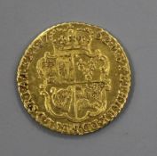 A George III gold guinea quarter guinea 1762, GVF.