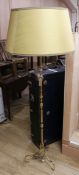 A brass standard lamp Height 163cm