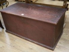 A Victorian pine blanket chest W.111cm