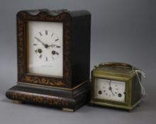 A French brass carriage clock, Moser & Paris, outside countwheel striking on a bell, and a French